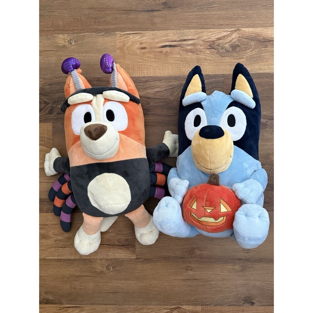 Bluey & Bingo Pumpkin Spider Plush Toy Lot of 2 Halloween Dandee‎ jumbo 18”